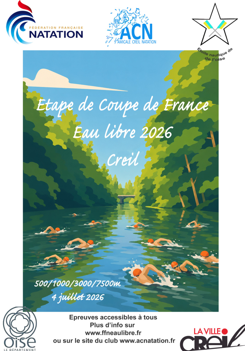 Etape de coupe de France en eau libre 4 juillet 2026 - Creil